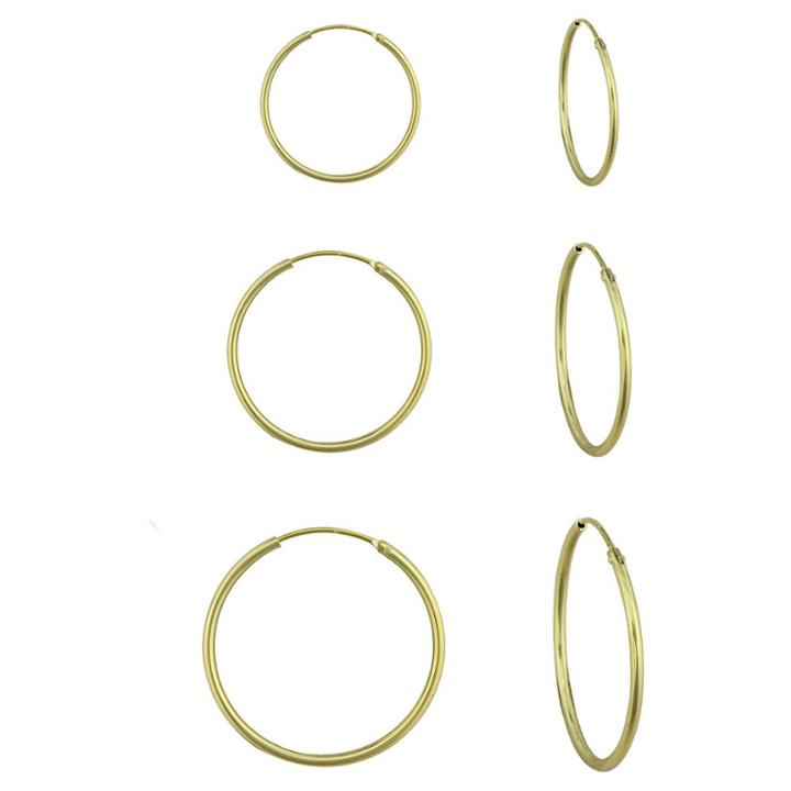 Target Girls' Gold Over Silver 3 Pr Endless Hoop Earring Set-10mm/12mm/14mm