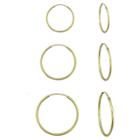 Target Girls' Gold Over Silver 3 Pr Endless Hoop Earring Set-10mm/12mm/14mm