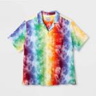 Trinity Collective Pride Gender Inclusive Adult Extended Size Tie-dye Rainbow Button-down Camp Shirt - 1xb, Adult Unisex,