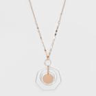Hexagons And Disc Long Necklace - A New Day Silver/rose Gold