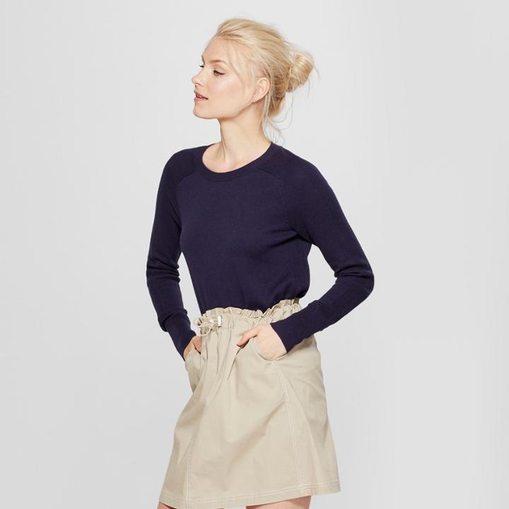 Women's Crewneck Pullover Sweater - A New Day Navy (blue)