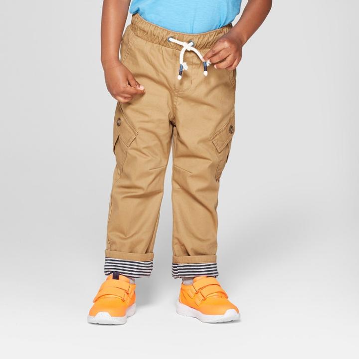 Toddler Boys' Tapered Fit Open Leg Cargo Pockets Pull On Pants - Cat & Jack Brown