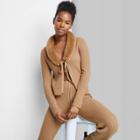 Women's Faux Fur Tie-front Cardigan - Wild Fable Light Brown