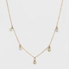Silver Plated Stone Bead Necklace & Earring Set - A New Day Green/gold, Girl's