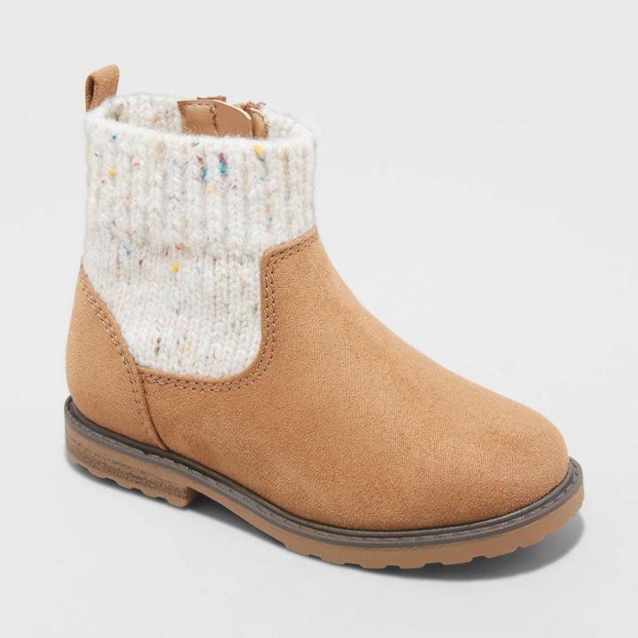 Toddler Girls' Emmaline Zipper Booties - Cat & Jack Cognac