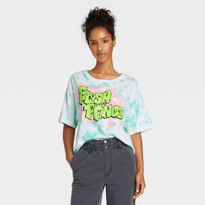 Modern Lux Women's Fresh Prince Short Sleeve Graphic T-shirt - Green Tie-dye