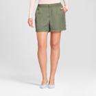 Women's Easy Waist Twill Shorts - A New Day Olive (green)