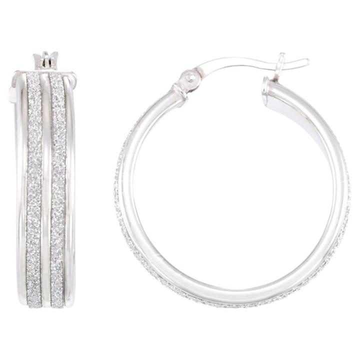 Target Platinum Over Silver Double Glitter Hoop Earrings-platinum, Girl's,