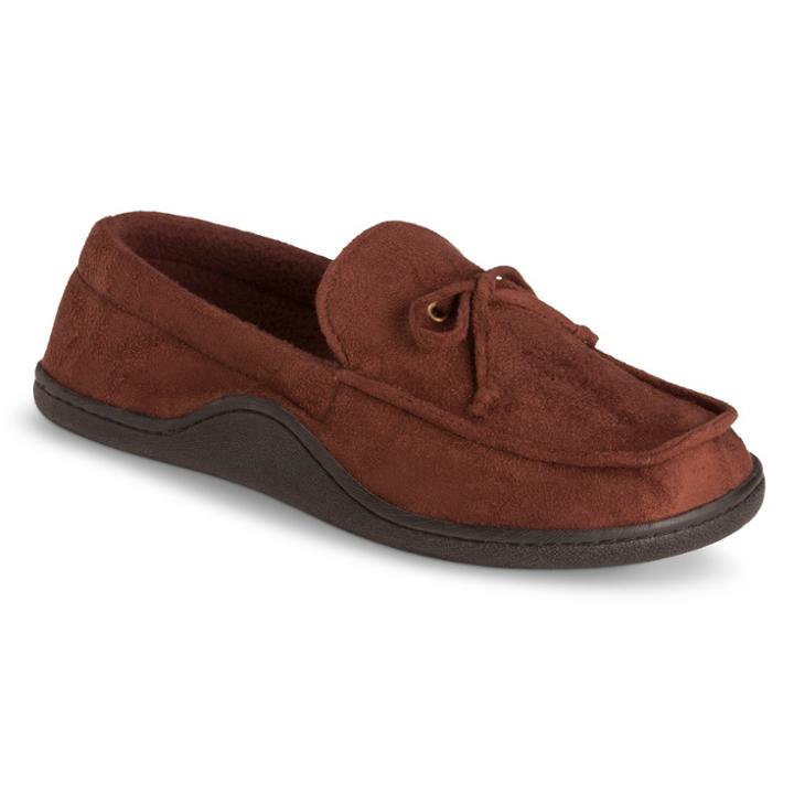 Impressions By Isotoner Men's Brown Moccasin Slippers,