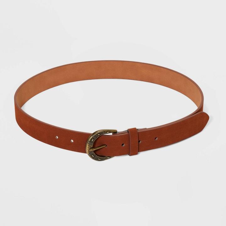 Women's Decorative Buckle Belt - Universal Thread Cognac