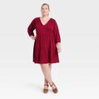 Women's Plus Size 3/4 Sleeve Dress - Knox Rose Red