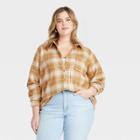 Women's Plus Size Relaxed Fit Long Sleeve Flannel Button-down Shirt - Universal Thread Yellow Plaid