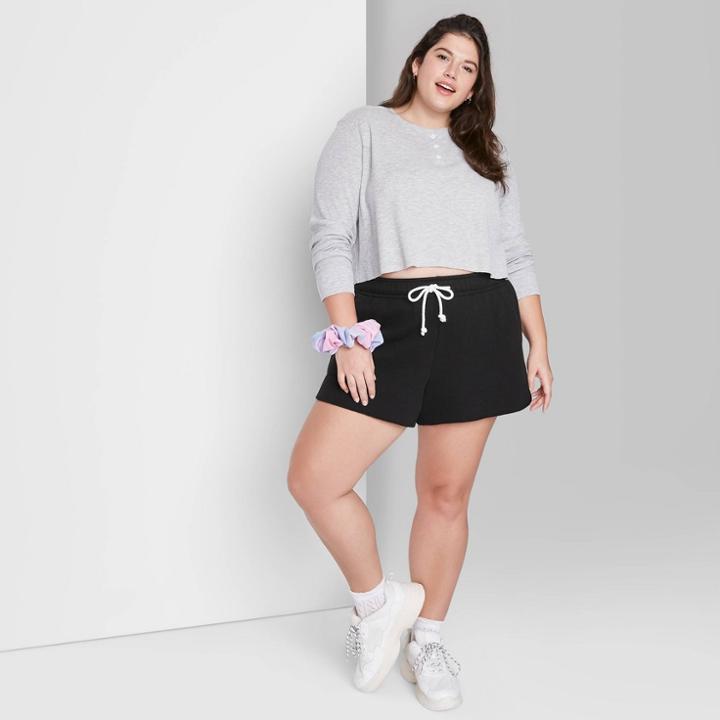Women's Plus Size Super-high Rise Dolphin Shorts - Wild Fable Black