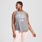 Women's Plus Size All Is Fine With Pizza & Wine Lattice Graphic Tank Top - Grayson Threads - Charcoal