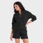 Women's Henley Neck Button-front Pullover Sweater - Universal Thread Black