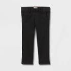 Toddler Girls' Uniform Straight Pants With Rib Waistband - Cat & Jack Black