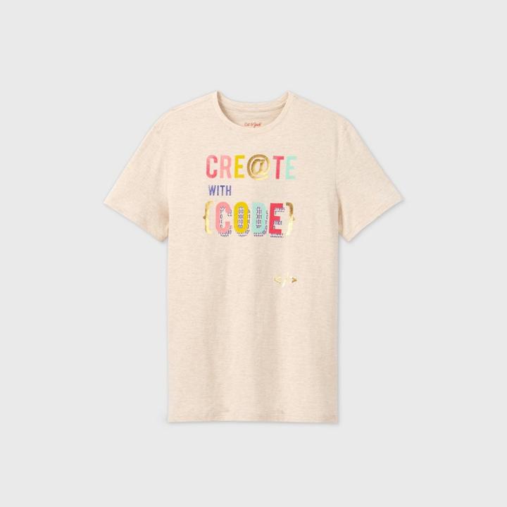 Men's Short Sleeve 'create With Code' Graphic T-shirt - Cat & Jack Cream