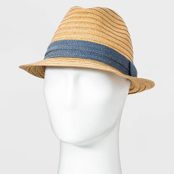 Men's Fedora Hat With Chambray Band - Goodfellow & Co Brown M/l, Men's, Size: