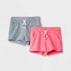 Toddler Girls' 2pk Pull-on Shorts - Cat & Jack Gray/pink