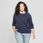 Women's Plus Size Long Sleeve Crew Neck Sweatshirt - Universal Thread Navy (blue)