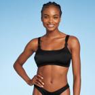 Juniors' Ribbed Knotted Strap Bralette Bikini Top - Xhilaration Black D/dd Cup