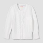 Toddler Girls' Crew Neck Cable Knit Uniform Sweater - Cat & Jack White