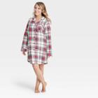 Women's Holiday Plaid Flannel Matching Family Pajama Nightgown - Wondershop White