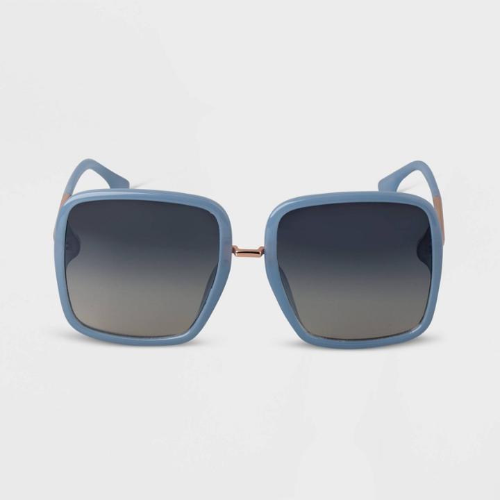 Women's Oversized Plastic Square Sunglasses - A New Day Blue