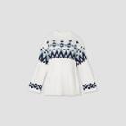 Maternity Printed Mock Turtleneck Fair Isle Pullover Sweater - Isabel Maternity By Ingrid & Isabel White/blue