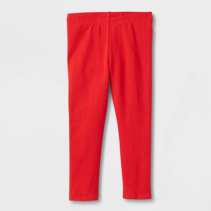 Toddler Girls' Solid Leggings - Cat & Jack Dark Red