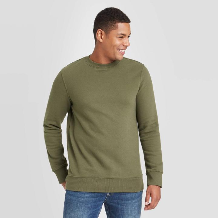 Men's Regular Fit Fleece Pullover Sweatshirt - Goodfellow & Co Green