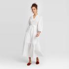 Women's Long Sleeve Tiered Dress - A New Day White