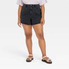 Women's Plus Size High-rise A-line Midi Jean Shorts - Universal Thread Black