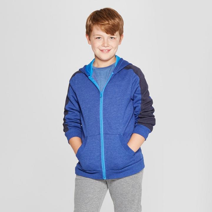 Boys' Cotton Fleece Full Zip Hoodie - C9 Champion Blue Heather M, Heather Blue