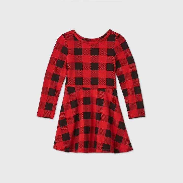 Toddler Girls' Knit Long Sleeve Dress - Cat & Jack Red