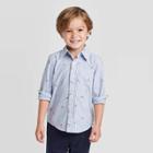 Oshkosh B'gosh Toddler Boys' Long Sleeve Lobster Woven Button-down Shirt - Medium Blue 12m, Toddler Boy's