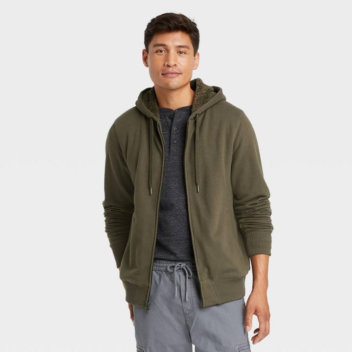 Men's Standard Fit Hooded Sweatshirt - Goodfellow & Co Dark Green