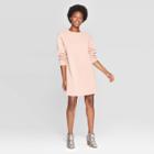 Women's Long Sleeve Crewneck Mini Sweatshirt Dress - Universal Thread Beige S, Women's,