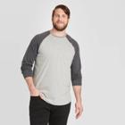 Men's Big & Tall Standard Fit Long Sleeve Crew Neck Baseball T-shirt - Goodfellow & Co Gray