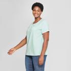Women's Plus Size Crew Neck Short Sleeve T-shirt - Ava & Viv Mint (green)