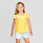 Oshkosh B'gosh Toddler Girls' Cap Sleeve Embroidered Blouse- Yellow 2t, Toddler Girl's