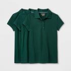 Petitegirls' 3pk Short Sleeve Stretch Pique Uniform Polo Shirt - Cat & Jack Green