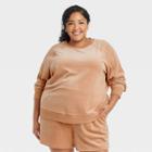 Women's Plus Size Velour Pullover Sweatshirt - Ava & Viv Brown