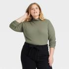 Women's Plus Size Long Sleeve Turtleneck T-shirt - Ava & Viv Gray