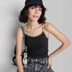 Women's Slim Fit Cropped Cami Tank Top - Wild Fable Black Leopard Print