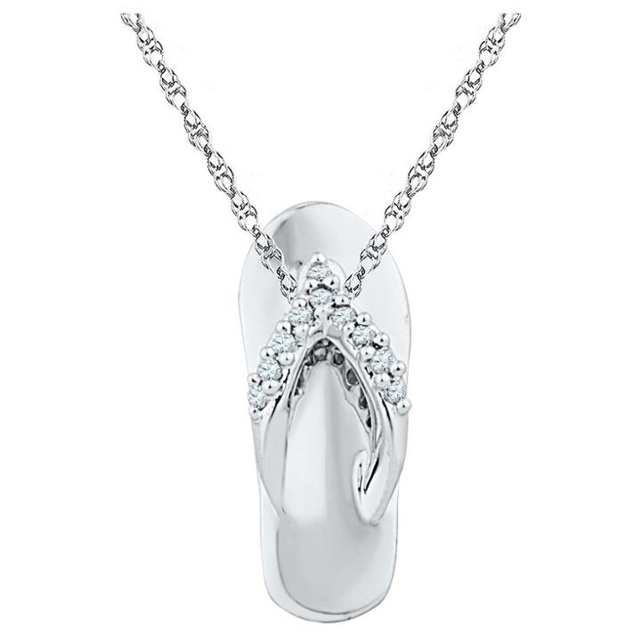 Target 1/20 Ct. T.w. Round White Diamond Prong Set Flip Flop Pendant In Sterling Silver (18 Ij-i2-i3), Girl's