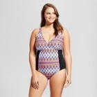 Surfside Women's Plus Size Tribal One Piece - Black 3x,
