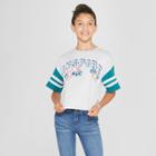 Girls' Short Sleeve Stripe Graphic T-shirt - Art Class Heather Gray
