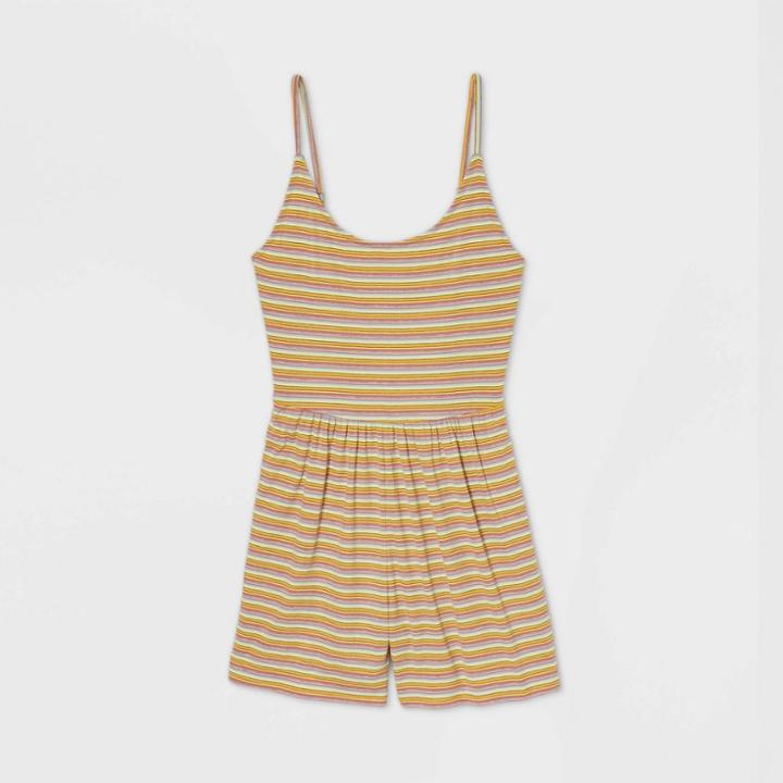 Women's Striped Sleeveless Knit Romper - Wild Fable Green