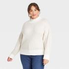 Women's Plus Size Mock Turtleneck Sweater - Ava & Viv Cream X, Ivory